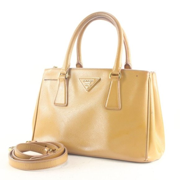 Prada Tan Brown Saffiano Leather Luxe Tote 2way with Strap 3PR831K - Picture 12 of 12